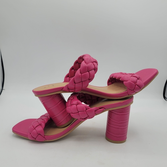 A New Day Basil Braided Block Heel Sandals Magenta Pink Size 6.5 Mules - Picture 3 of 13